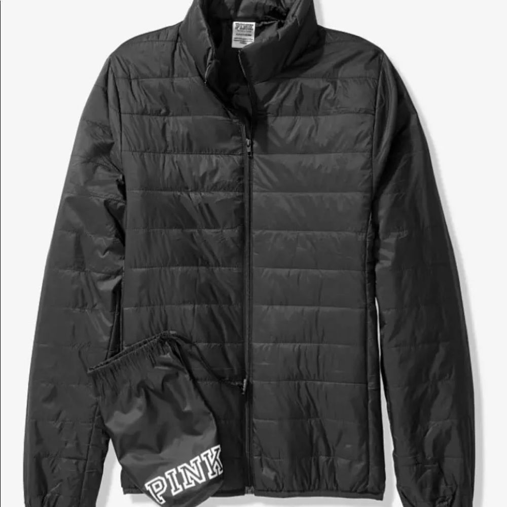 Pink Victoria’s Secret Puffer Jacket Black - Picture 4 of 4